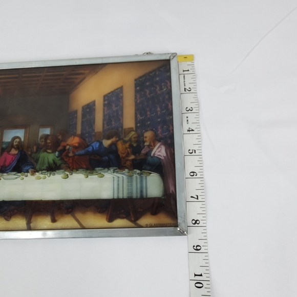 Vtg Stained Glass Art The Last Supper Leonardo Da Vinci Forest Lawn 16x9" Window - Picture 13 of 16